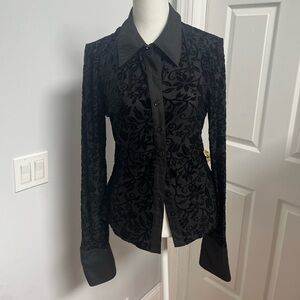 Black velour button down